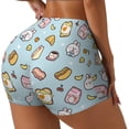 thumbnail image 1 of Haiem Rabbit Burger Coffee No Front Seam Biker Shorts for Women Yoga Workout Gym Bike Shorts with Tummy Control Moisture-Wicking-Small, 1 of 9