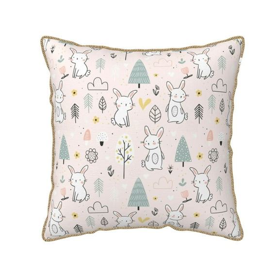 Haiem Rabbit Forest Print Velvet Soft Solid Decorative Square Throw Pillow Covers Set with Elegant Piping Christmas Cushion Case for Sofa Bedroom Car-20"x20"