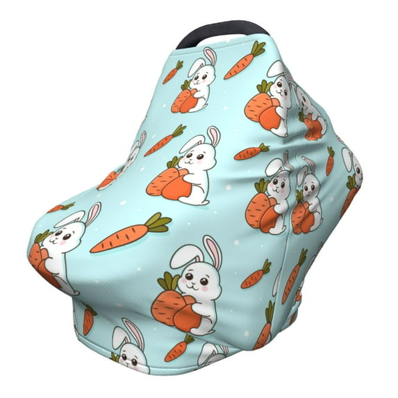 Haiem Rabbit Is Eating Carrots Baby Nursing Cover & Nursing Poncho - Multi Use Cover for Baby Car Seat Canopy, Stroller Cover, 360°Full Privacy Breastfeeding Coverage