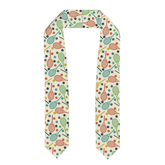 Haiem Racket and Tennis Ball Pattern Graduation Stole 2024 | Premium Satin Sash for Graduation Ceremony
