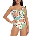 thumbnail image 1 of Haiem Racket and Tennis Ball Women's One Piece Swimsuits Tummy Control One Shoulder Bathing Suits Ruffle Swimwear-Medium, 1 of 8