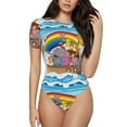thumbnail image 1 of Haiem Rainbow Animals on Noah's Ark Women's Crew Neck Short Sleeve Bodysuit Tops Stretchy Slim Basic-X-Large, 1 of 9