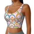 thumbnail image 1 of Haiem Rainbow Flowers Pattern Womens Sports Bra - U Neck Padded Low Impact Yoga Bra Workout Crop Top Gym Moisture-Wicking Workout Vest -Large, 1 of 9