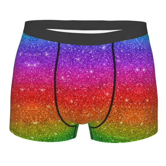 Haiem Rainbow Glitter Men's Boxer Briefs, Every Day Comfort Stretch Cotton Moisture-Wicking Underwear-XX-Large