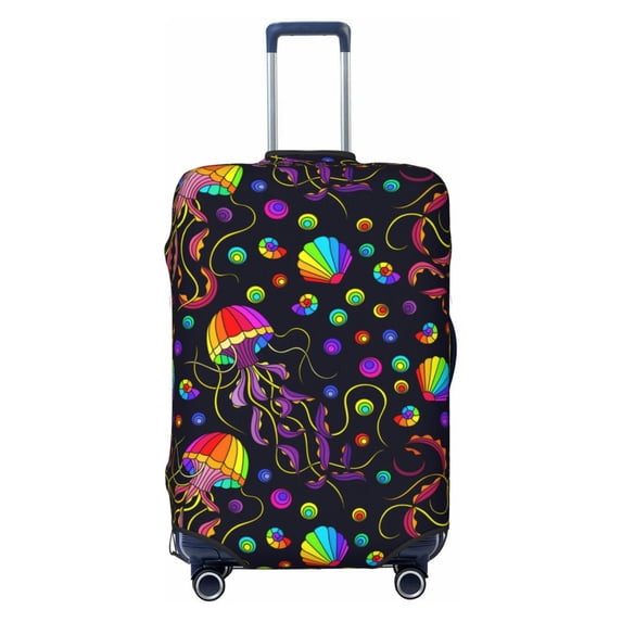 Haiem Rainbow Jellyfishes Luggage Cover Printed Suitcase Covers for Luggage Elastic Washable Suitcase Protector Fits 18-32 Inch Luggage-X-Large