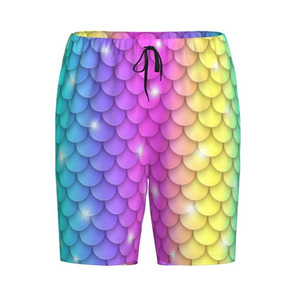 Haiem Rainbow Scales2 Men's Pajama Short with Soft Woven Cotton Elastic Waistband Sleep Short-4X-Large