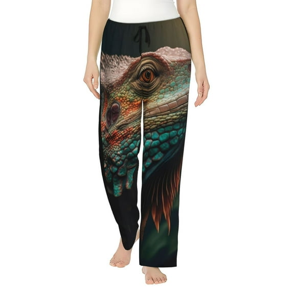 Haiem Realistic Colorful Chameleon Women's Pajama Pants Ultra Lightweight Pjs Bottoms Sleepwear Bottom Pants With Pocket Drawstring-X-Large