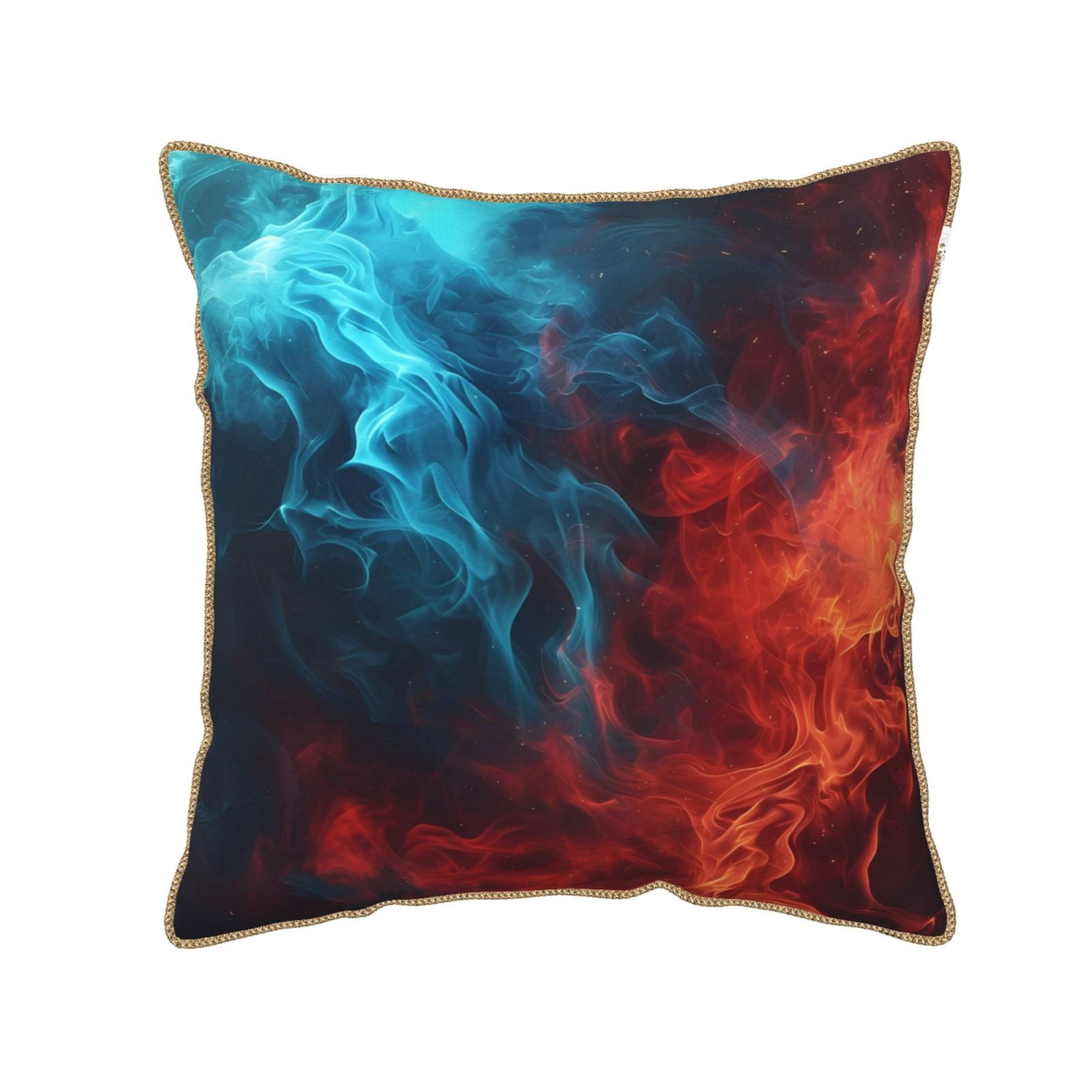 Haiem Red And Blue Fire Print Velvet Soft Solid Decorative Square Throw