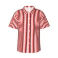 thumbnail image 1 of Haiem Red And White Stripes Printed Hawaiian Shirt for Men - Men’s Casual Beach Summer Shirts - Stretch Fabric with Modern Fit-Large, 1 of 1