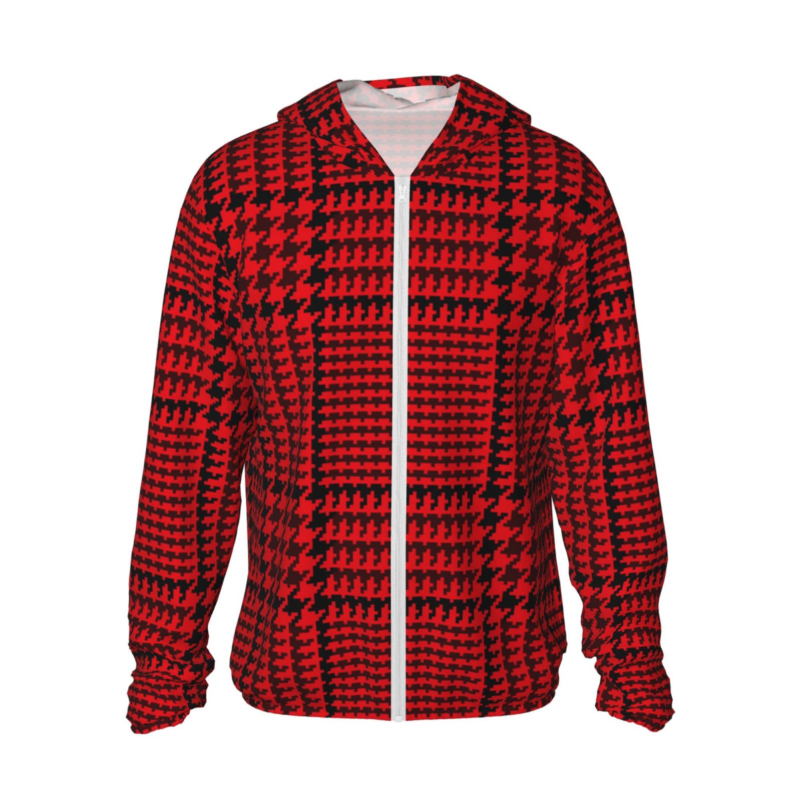 Haiem Red Black Houndstooth UPF 50+ Fishing Shirts for Men Long Sleeve ...