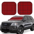 thumbnail image 1 of Haiem Red Black Houndstooth Windshield Sun Shade: Universal Foldable 2-Piece Car Front Window Sunshade - Blocks Uv Rays, And Reduces Heat,Essential Car Accessory Small, 1 of 7