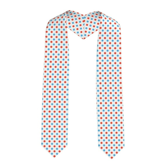 Haiem Red Blue Polka Dots Pattern Graduation Stole 2024 | Premium Satin Sash for Graduation Ceremony