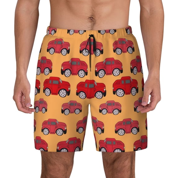 Haiem Red Cars Men'S Quick-Dry Swim Trunks: Comfortable Beach Shorts With Mesh Lining And Pockets - Ideal For Swimming And Sunbathing 3x-Large