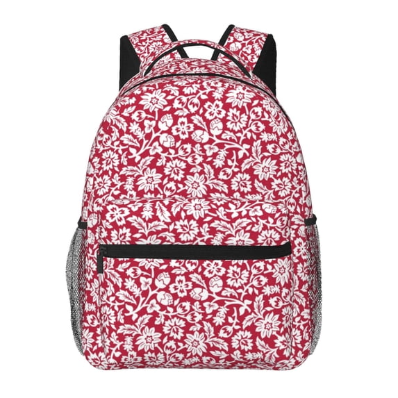 Haiem Red Flowers Printed School Backpack,Casual Travel Lightweight Backpack,Durable Comfortable Multifunctional Backpack,Laptop Backpack