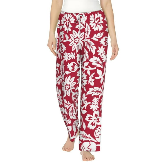 Haiem Red Flowers Women's Pajama Pants Ultra Lightweight Pjs Bottoms Sleepwear Bottom Pants With Pocket Drawstring-Small