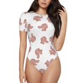 thumbnail image 1 of Haiem Red Fox Women's Crew Neck Short Sleeve Bodysuit Tops Stretchy Slim Basic-X-Large, 1 of 8