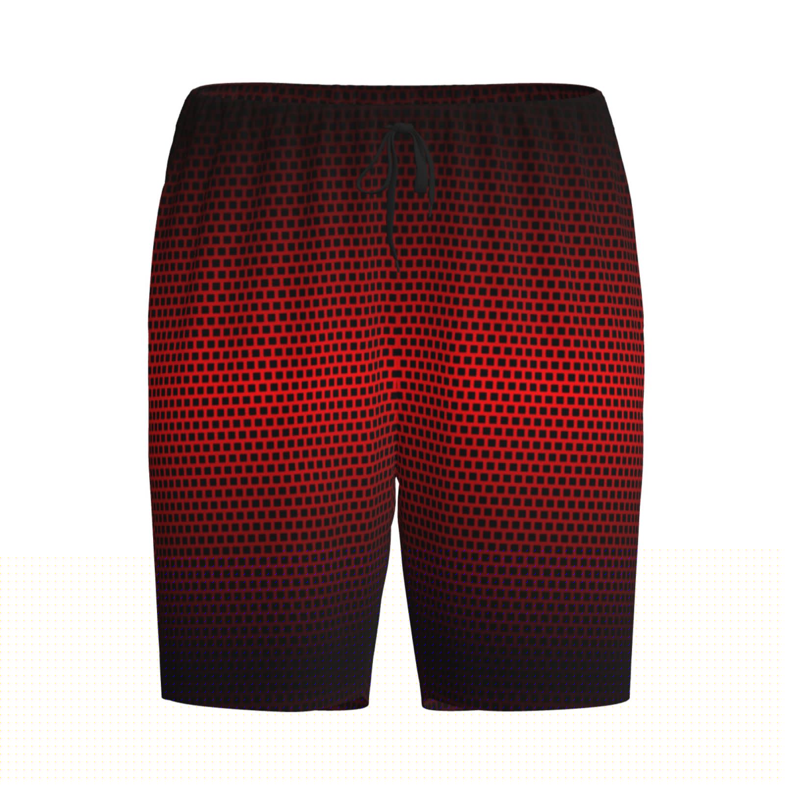 thumbnail image 1 of Haiem Red Geometric Men's Pajama Short with Soft Woven Cotton Elastic Waistband Sleep Short-Medium, 1 of 9