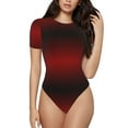 thumbnail image 1 of Haiem Red Geometric Women's Crew Neck Short Sleeve Bodysuit Tops Stretchy Slim Basic-Large, 1 of 9