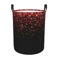 thumbnail image 1 of Haiem Red Glitter1 Leather Dirty Clothes Laundry Basket,Sturdy & Waterproof,Collapsible Round Design For Efficient Space Management,Multi-Purpose Storage Basket, 1 of 8