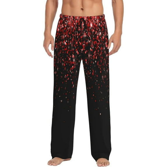 Haiem Red Glitter1 Men's Pajama Pants Ultra Lightweight Pjs Bottoms Sleepwear Bottom Pants with Pocket Drawstring-XX-Large