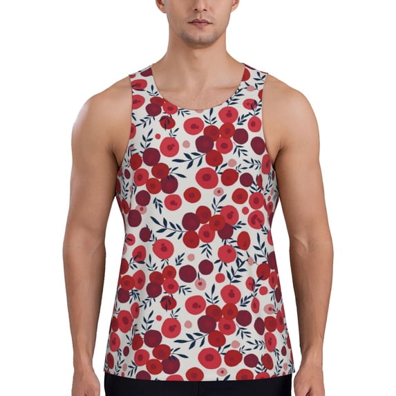 Haiem Red Hawthorn Men Workout Tank Top Gym Bodybuilding Sleeveless Muscle T Shirts Athletic Tank Breathable Workout Shirt-Large