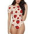 thumbnail image 1 of Haiem Red Ladybug Women's Crew Neck Short Sleeve Bodysuit Tops Stretchy Slim Basic-Large, 1 of 9