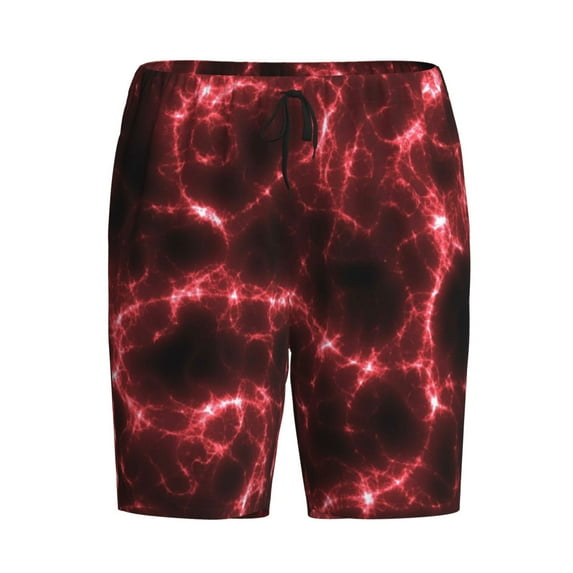 Haiem Red Line Men's Pajama Short with Soft Woven Cotton Elastic Waistband Sleep Short-4X-Large