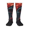 thumbnail image 1 of Haiem Red Moon Shark Sailboat Socks, Funny Novelty Crazy Design Cotton Socks Sports Socks Knee High Socks For Men, Women,1Pairs - Gift For Working Friends, 1 of 8