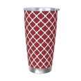 thumbnail image 1 of Haiem Red Moroccan Printed 20oz Straight Skinny Car Cups With Insulated Cup Sleeve Portable Handle, Sports Travel Coffee Mug, Stainless Steel, Insulated-Without Straw, 1 of 8