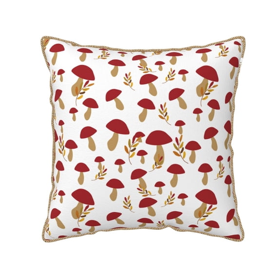 Haiem Red Mushroom Print Velvet Soft Solid Decorative Square Throw Pillow Covers Set with Elegant Piping Christmas Cushion Case for Sofa Bedroom Car-20"x20"