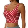 thumbnail image 1 of Haiem Red Polka Dot Pattern Womens Sports Bra - U Neck Padded Low Impact Yoga Bra Workout Crop Top Gym Moisture-Wicking Workout Vest -X-Large, 1 of 9
