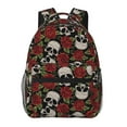 thumbnail image 1 of Haiem Red Rose Skull Printed School Backpack,Casual Travel Lightweight Backpack,Durable Comfortable Multifunctional Backpack,Laptop Backpack, 1 of 5