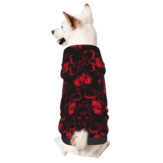 Haiem Red Skulls 2 for Winter Dog Hoodie Sweatshirts with Pockets Warm Dog Clothes for Small Dogs Chihuahua-XX-Large