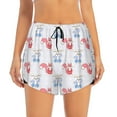 thumbnail image 1 of Haiem Red Squirrel And Blue Rabbit Women's 2 in 1 Running Shorts - Lightweight Athletic Workout Gym Yoga Breathable Sports Shorts Liner with Phone Pockets-, 1 of 9