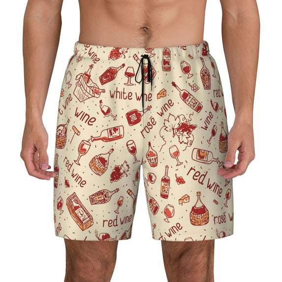 Haiem Red Wine Mens Swim Trunks with Compression Liner 2 in 1 Swimming Shorts Stretch Swimwear Quick Dry,Board Shorts-XX-Large