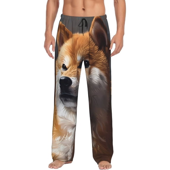 Haiem Regal Shiba Inu Men's Pajama Pants Ultra Lightweight Pjs Bottoms Sleepwear Bottom Pants With Pocket Drawstring-Large