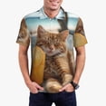 thumbnail image 1 of Haiem Relaxing Cat With Orange Juice Pattern Mens Polo Shirts Quick Dry Short Sleeve Golf T Shirt Performance Moisture Wicking Casual Workout-XX-Large, 1 of 6