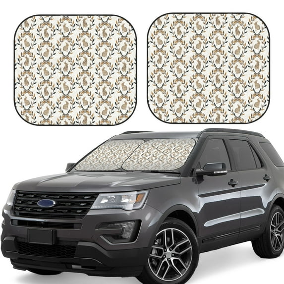 Haiem Retro Bunny Car Windshield Sun Shade (2 Pieces) Foldable Windshield Sun Shade Car Accessories for Truck SUV Pickup-Small