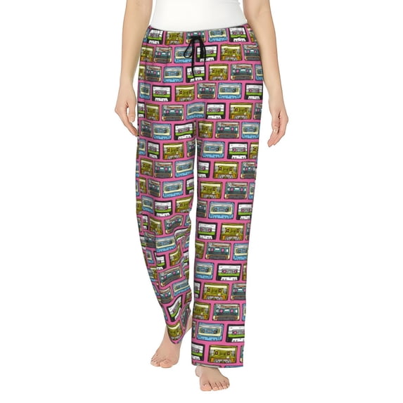 Haiem Retro Cassette Women's Pajama Pants Ultra Lightweight Pjs Bottoms Sleepwear Bottom Pants With Pocket Drawstring-X-Large