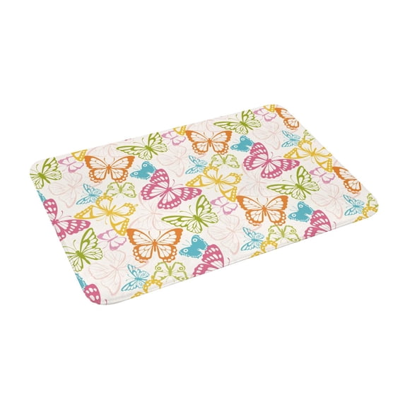 Haiem Retro Colorful Butterfly Front Door Mat Indoor Outdoor Entrance, Waterproof All-Season, All-Weather Doormat, Durable Flannel Fabric, Fade Resistant, Low Profile, 16x24in
