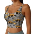 thumbnail image 1 of Haiem Retro Excavator Pattern Womens Sports Bra - U Neck Padded Low Impact Yoga Bra Workout Crop Top Gym Moisture-Wicking Workout Vest -, 1 of 9