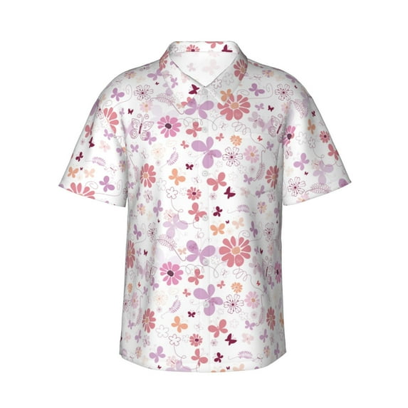 Haiem Retro Floral Printed Hawaiian Shirt for Men - Men’s Casual Beach Summer Shirts - Stretch Fabric with Modern Fit-Small