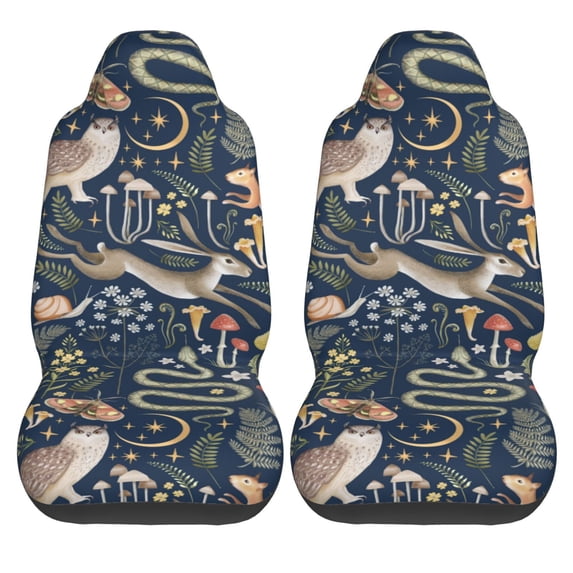 Haiem Retro Forest Animals Printed Car Seat Covers Set of 2, Universal Fit Car Seat Covers,Protective Seat Covers,Comfortable Car Seat Covers, Easy Installation Seat Covers