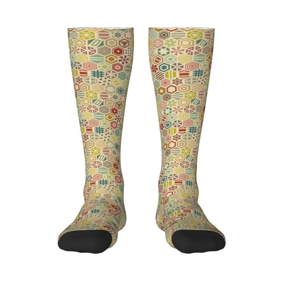 Haiem Retro Geometry Socks, Funny Novelty Crazy Design Cotton Socks Sports Socks Knee High Socks For Men, Women,1Pairs - Gift For Working Friends