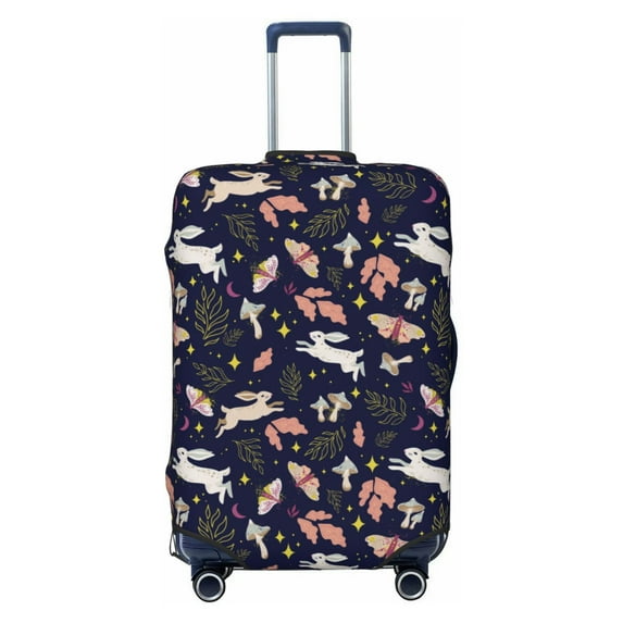 Haiem Retro Rabbit Flower Luggage Cover Printed Suitcase Covers for Luggage Elastic Washable Suitcase Protector Fits 18-32 Inch Luggage-X-Large