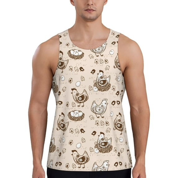 Haiem Retro Rooster Men Workout Tank Top Gym Bodybuilding Sleeveless Muscle T Shirts Athletic Tank Breathable Workout Shirt-XX-Large