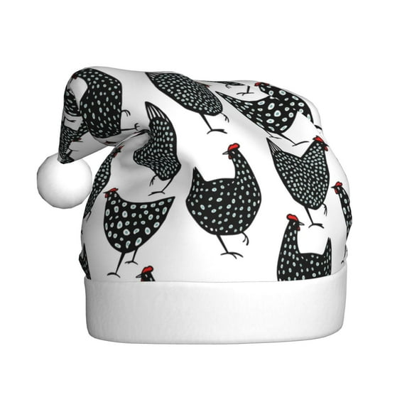 Haiem Retro Rooster Pattern Santa Hat Confortable Velvet Christmas Hat for Christmas Party Favors Fit for Adults Men Women