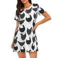 thumbnail image 1 of Haiem Retro Rooster Print Women’s Short-sleeved Nightdress – Comfortable and Loose-Fit Sleepwear, Soft Cotton Sleep Shirt for Relaxing, Casual Nightdress, 1 of 6