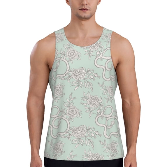 Haiem Retro Snake Men Workout Tank Top Gym Bodybuilding Sleeveless Muscle T Shirts Athletic Tank Breathable Workout Shirt-3X-Large