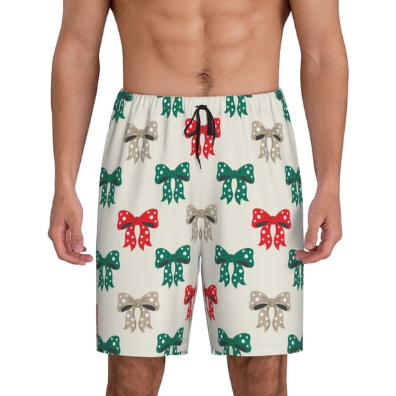 Haiem Retro bows Pattern Men's Pajama Short with Soft Woven Cotton Elastic Waistband Sleep Short-XX-Large